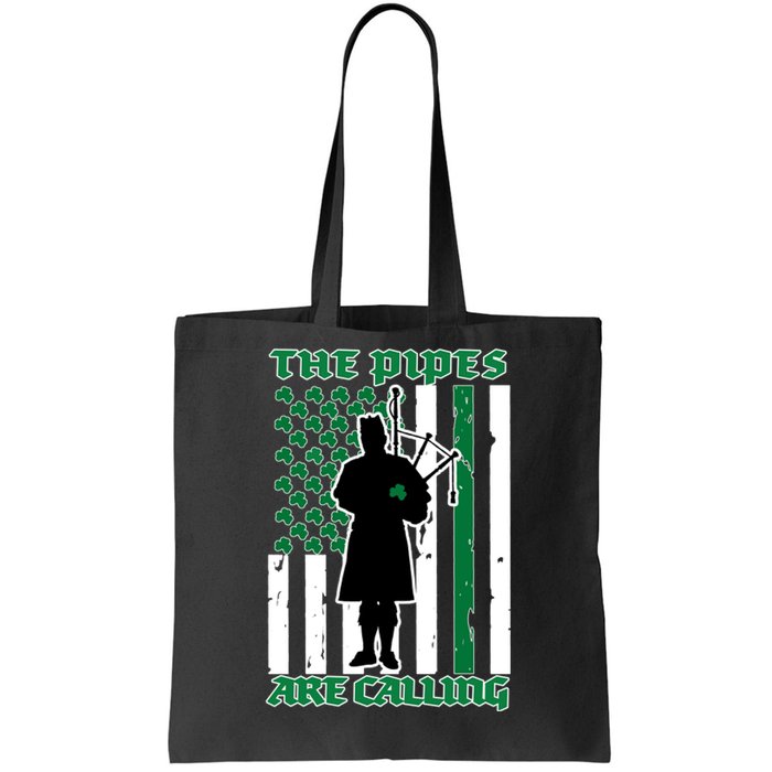 The Piped Are Call St Pattys Day Irish Flag Tote Bag