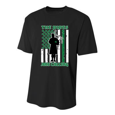 The Piped Are Call St Pattys Day Irish Flag Youth Performance Sprint T-Shirt