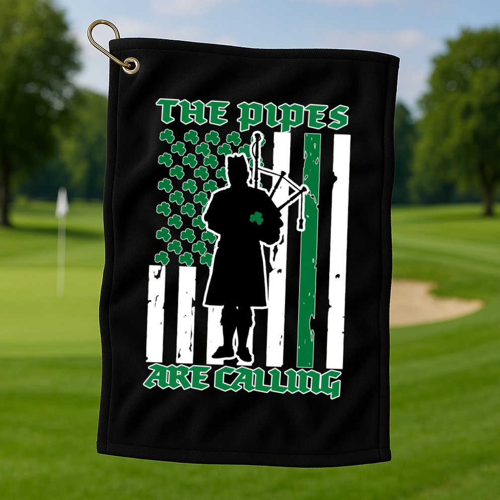 The Piped Are Call St Pattys Day Irish Flag Golf Towel