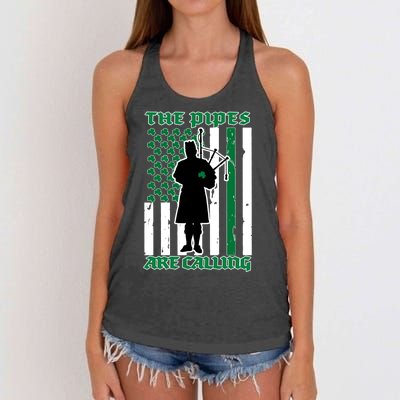 The Piped Are Call St Pattys Day Irish Flag Women's Knotted Racerback Tank