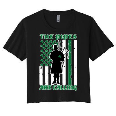 The Piped Are Call St Pattys Day Irish Flag Women's Crop Top Tee