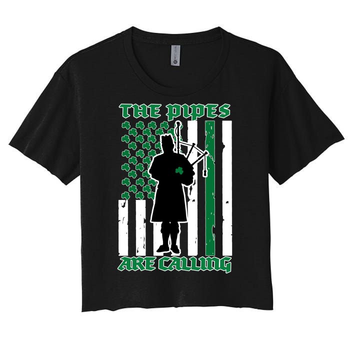 The Piped Are Call St Pattys Day Irish Flag Women's Crop Top Tee