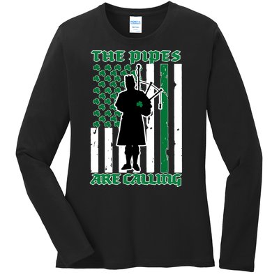 The Piped Are Call St Pattys Day Irish Flag Ladies Long Sleeve Shirt