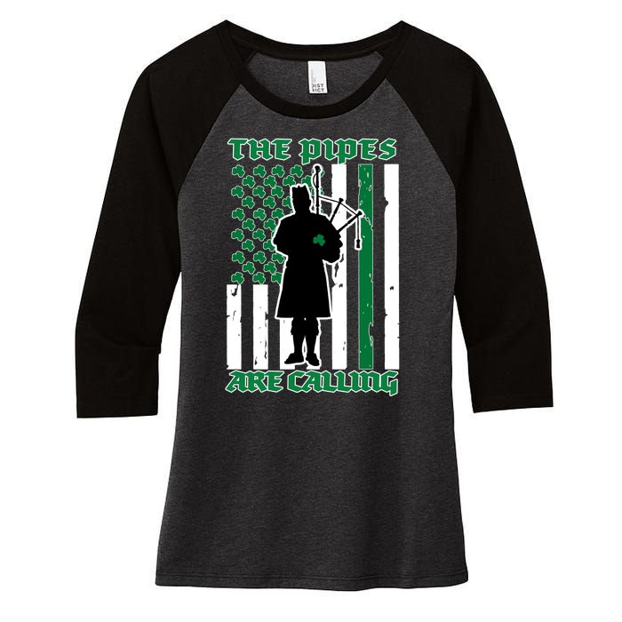 The Piped Are Call St Pattys Day Irish Flag Women's Tri-Blend 3/4-Sleeve Raglan Shirt