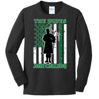 The Piped Are Call St Pattys Day Irish Flag Kids Long Sleeve Shirt