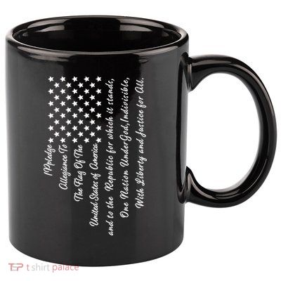 The Pledge of Allegiance American Flag 11oz C Handle Ceramic Mug