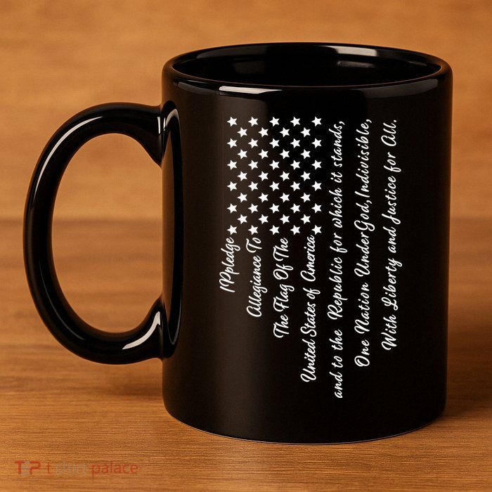 The Pledge of Allegiance American Flag 11oz C Handle Ceramic Mug