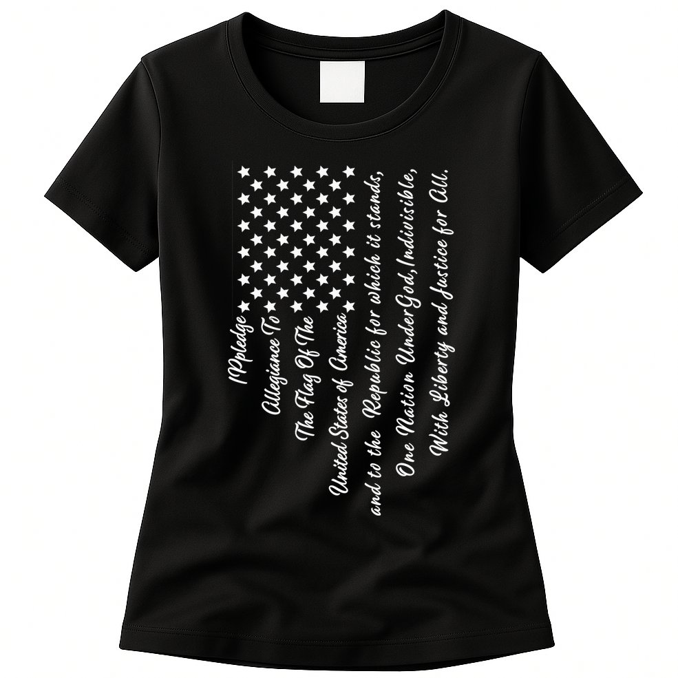 The Pledge of Allegiance American Flag Womens T-Shirt