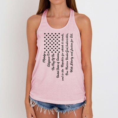 The Pledge of Allegiance American Flag Women's Knotted Racerback Tank