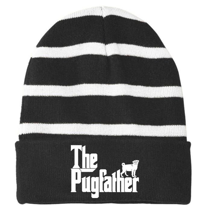 The Pugfather Striped Beanie with Solid Band