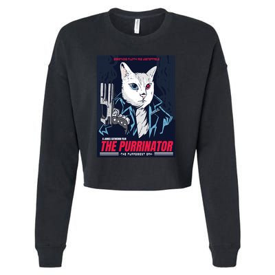 The Purrinator Film Cropped Pullover Crew