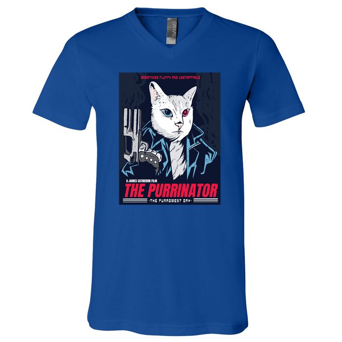 The Purrinator Film V-Neck T-Shirt