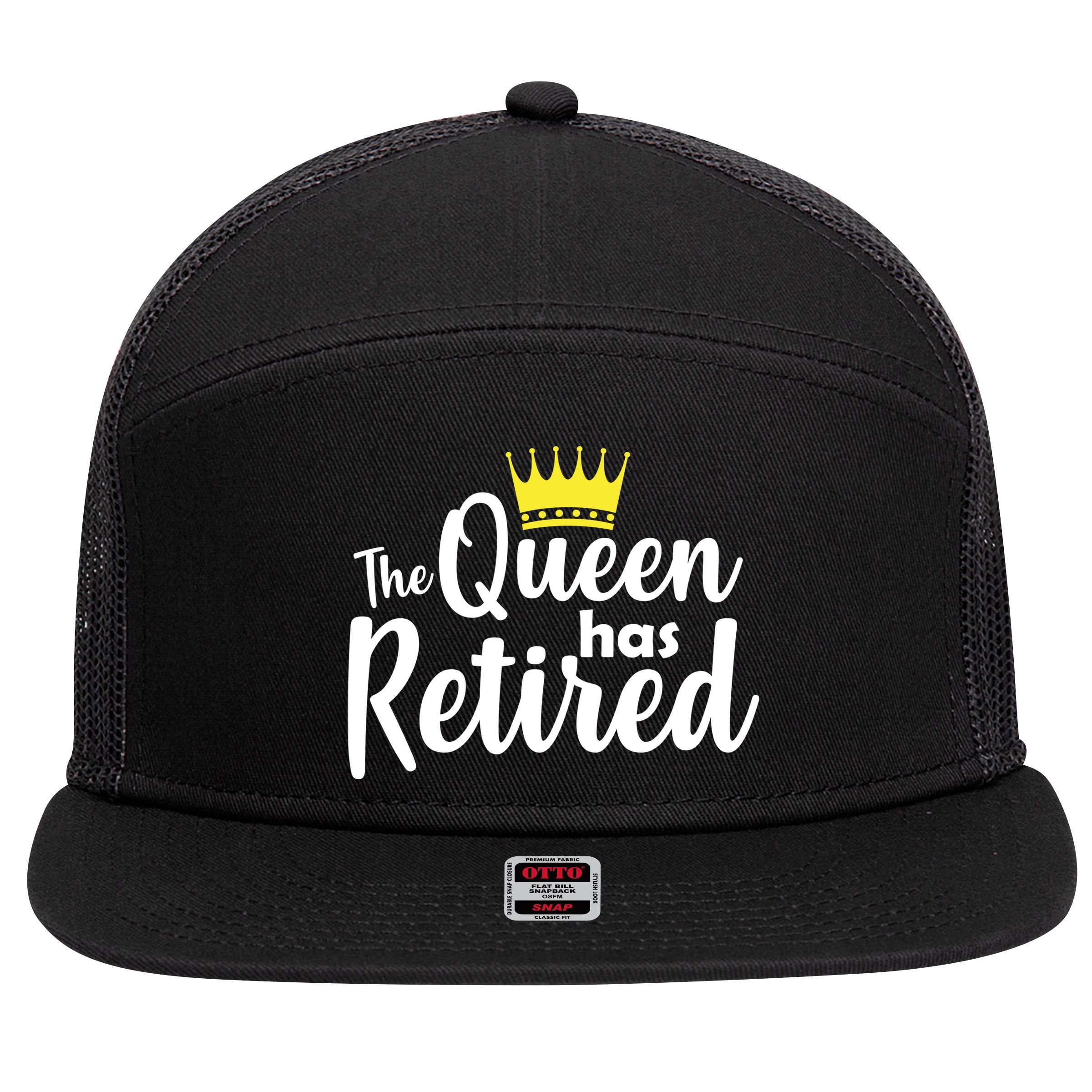 The Queen Has Retired 7 Panel Mesh Trucker Snapback Hat