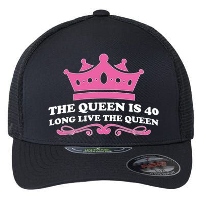 The Queen Is 40 Funny 40th Birthday Flexfit Unipanel Trucker Cap