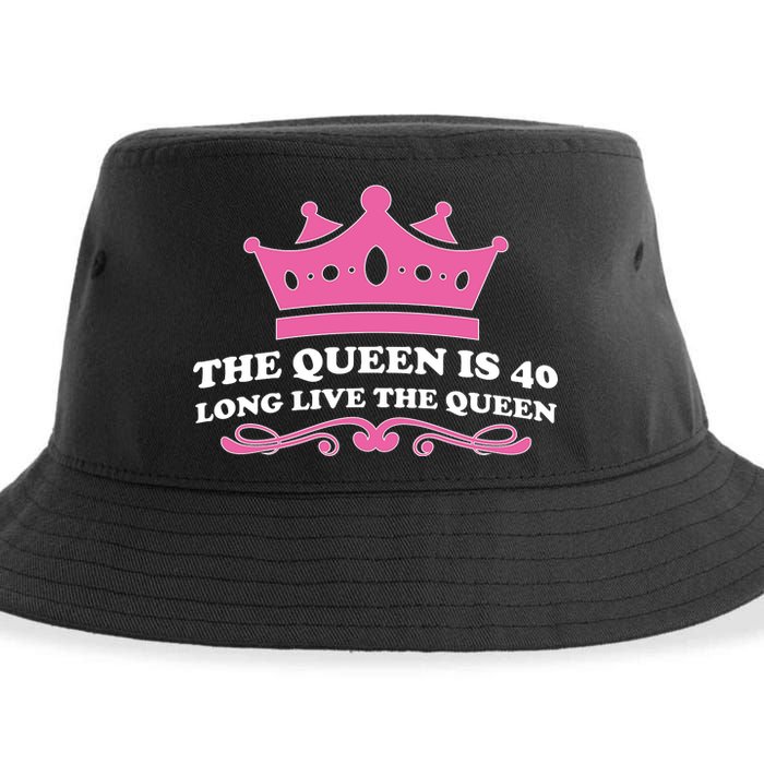 The Queen Is 40 Funny 40th Birthday Sustainable Bucket Hat