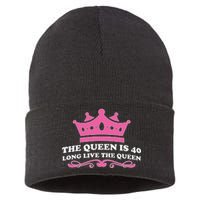 The Queen Is 40 Funny 40th Birthday Sustainable Knit Beanie