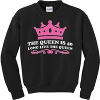 The Queen Is 40 Funny 40th Birthday Kids Sweatshirt