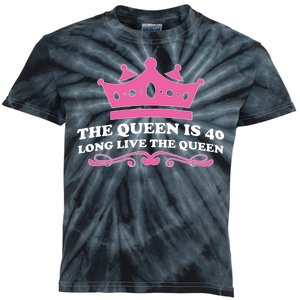 The Queen Is 40 Funny 40th Birthday Kids Tie-Dye T-Shirt