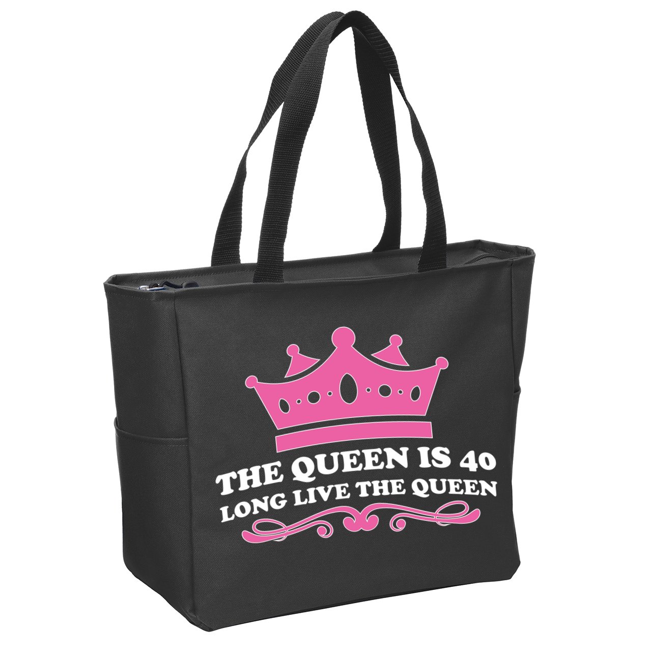 The Queen Is 40 Funny 40th Birthday Zip Tote Bag