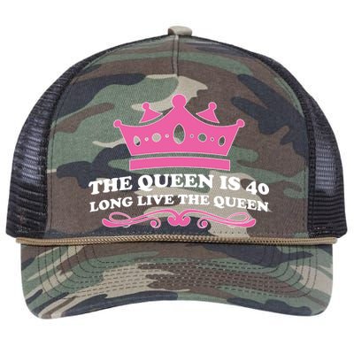 The Queen Is 40 Funny 40th Birthday Retro Rope Trucker Hat Cap