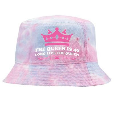 The Queen Is 40 Funny 40th Birthday Tie-Dyed Bucket Hat