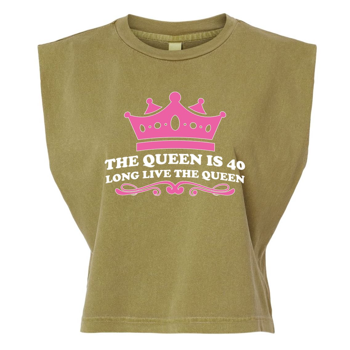 The Queen Is 40 Funny 40th Birthday Garment-Dyed Women's Muscle Tee