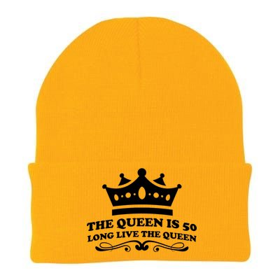 The Queen Is 50 Funny 50th Birthday Knit Cap Winter Beanie