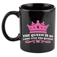 The Queen Is 50 Funny 50th Birthday 11oz C Handle Ceramic Mug