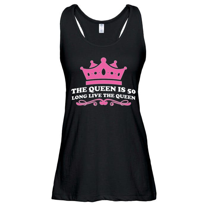 The Queen Is 50 Funny 50th Birthday Ladies Essential Flowy Tank