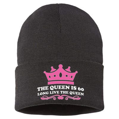 The Queen Is 60 Funny 60th Birthday Sustainable Knit Beanie