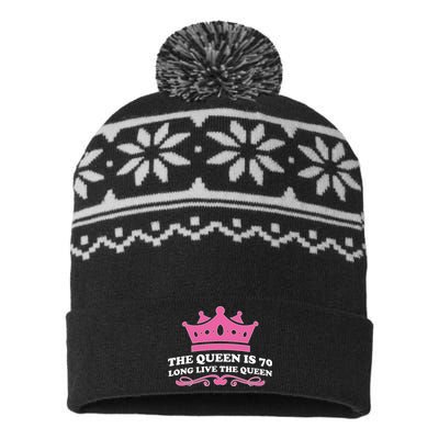 The Queen Is 70 Funny 70th Birthday USA-Made Snowflake Beanie