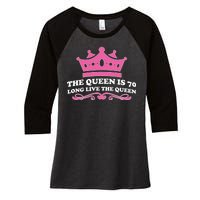 The Queen Is 70 Funny 70th Birthday Women's Tri-Blend 3/4-Sleeve Raglan Shirt