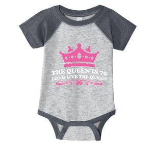 The Queen Is 70 Funny 70th Birthday Infant Baby Jersey Bodysuit