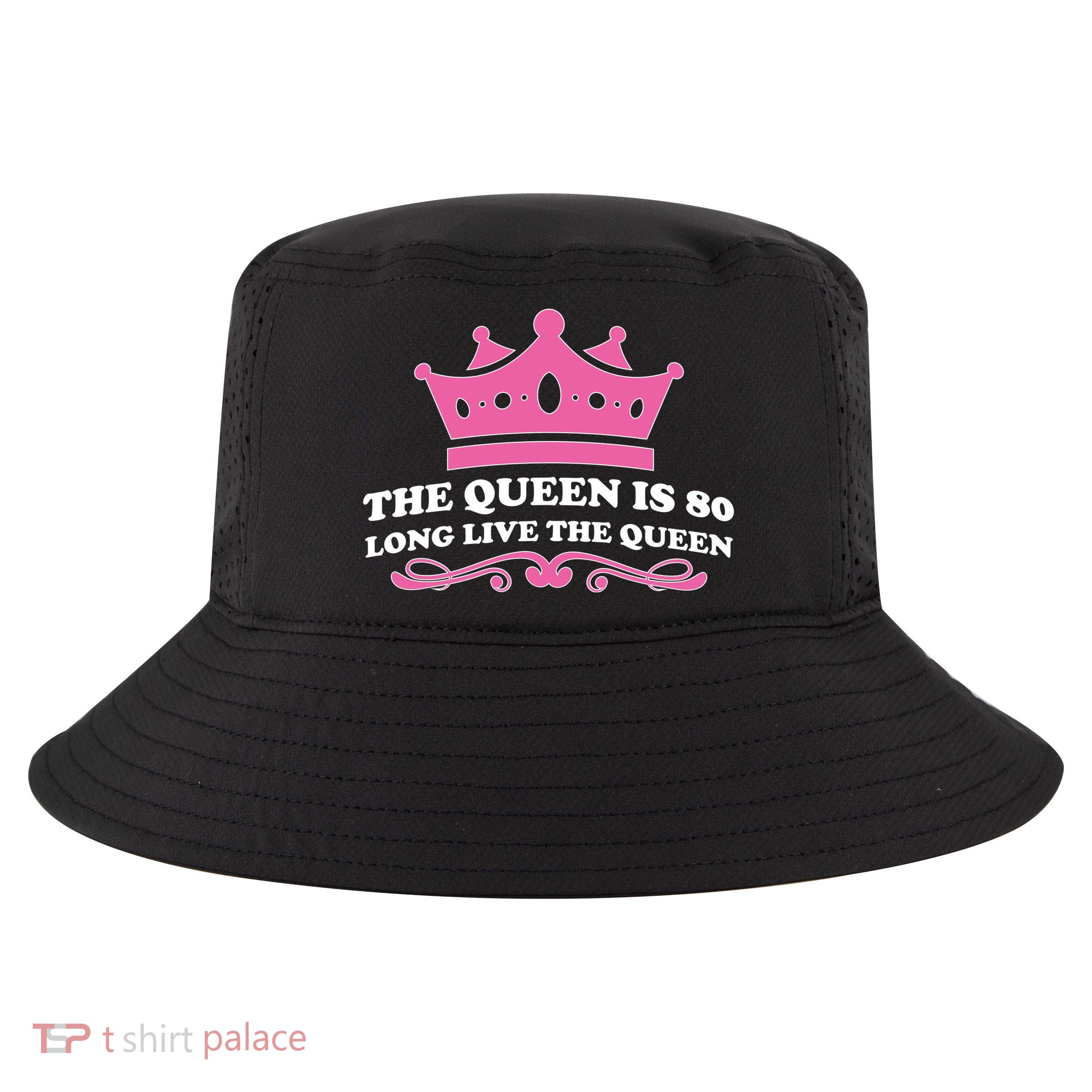 The Queen Is 80 Funny 80th Birthday Cool Comfort Performance Bucket Hat