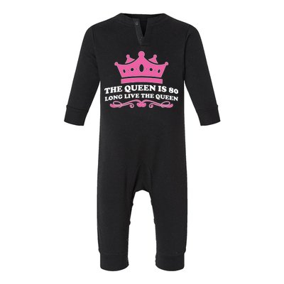 The Queen Is 80 Funny 80th Birthday Infant Fleece One Piece