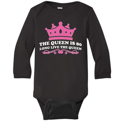 The Queen Is 80 Funny 80th Birthday Baby Long Sleeve Bodysuit