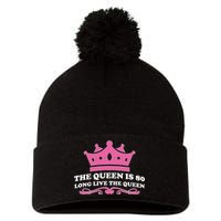 The Queen Is 80 Funny 80th Birthday Pom Pom 12in Knit Beanie