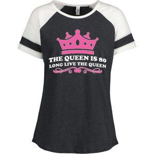 The Queen Is 80 Funny 80th Birthday Enza Ladies Jersey Colorblock Tee