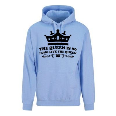 The Queen Is 80 Funny 80th Birthday Unisex Surf Hoodie