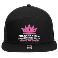 The Queen Is 90 Funny 90th Birthday 7 Panel Mesh Trucker Snapback Hat