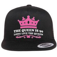 The Queen Is 90 Funny 90th Birthday Flat Bill Trucker Hat