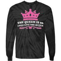 The Queen Is 90 Funny 90th Birthday Tie-Dye Long Sleeve Shirt