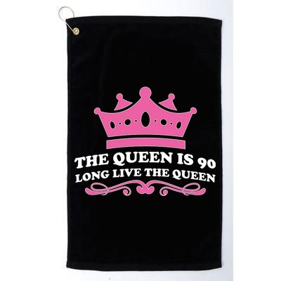 The Queen Is 90 Funny 90th Birthday Platinum Collection Golf Towel