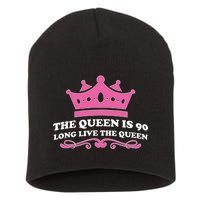 The Queen Is 90 Funny 90th Birthday Short Acrylic Beanie