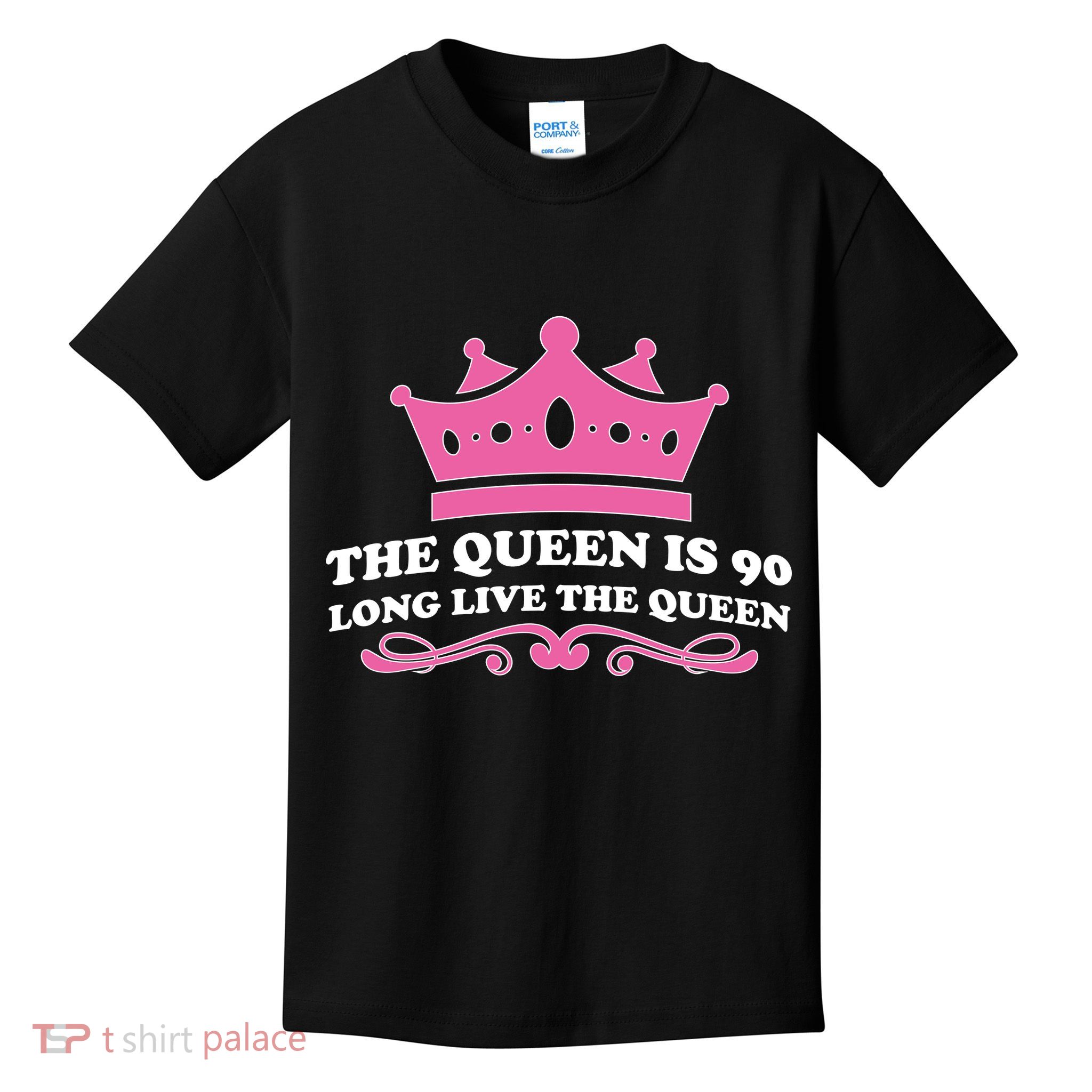 The Queen Is 90 Funny 90th Birthday Kids T-Shirt