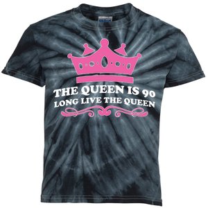 The Queen Is 90 Funny 90th Birthday Kids Tie-Dye T-Shirt