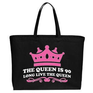 The Queen Is 90 Funny 90th Birthday Cotton Canvas Jumbo Tote