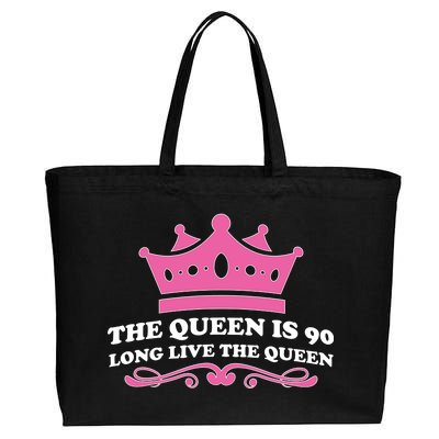 The Queen Is 90 Funny 90th Birthday Cotton Canvas Jumbo Tote