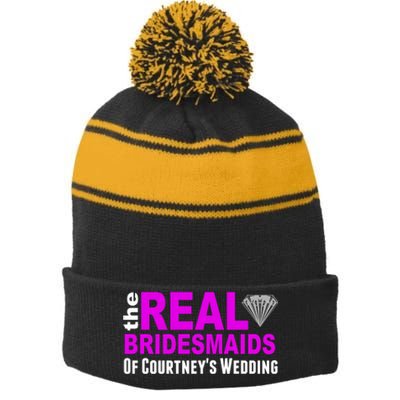 The Real Bridesmaids Of Personalize Wedding Custom  Stripe Pom Pom Beanie