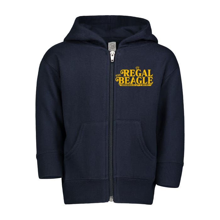 The Regal Beagle Santa Monica Ca Est 1977 Logo Toddler Zip Fleece Hoodie